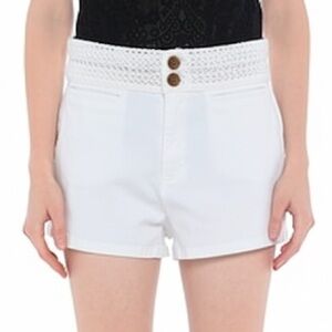 NWT Twinset Double Braided Waist Daisy Duke Shorts White Stretch Sz 31
